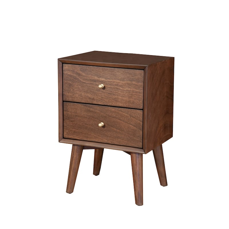 Rustic Gray Nightstand with Smooth Drawers - Stylish Compact Bedroom Storage Solution