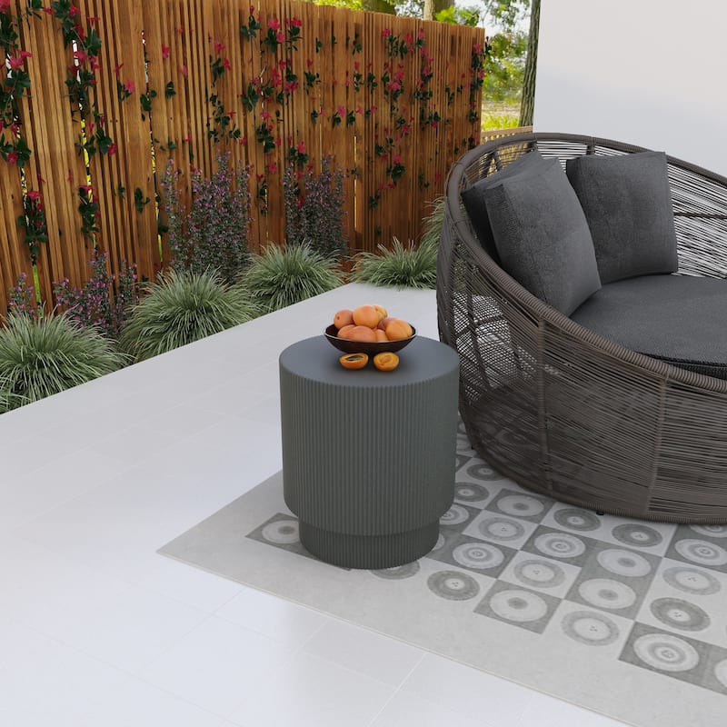 Eden 14-Inch Wide Round Side Table in Fiberstone Accent End Table for Indoor and Outdoor