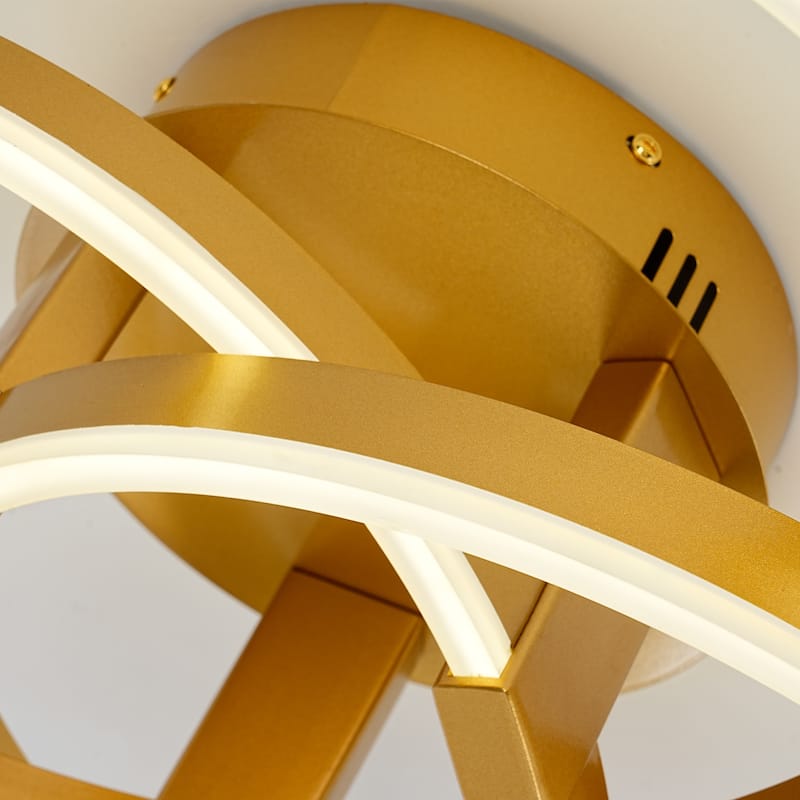 Black or Gold 22" Simple Geometric LED Semi Flush Mount, Nordic Futuristic Sci-fi Leds Ceiling Light - N/A