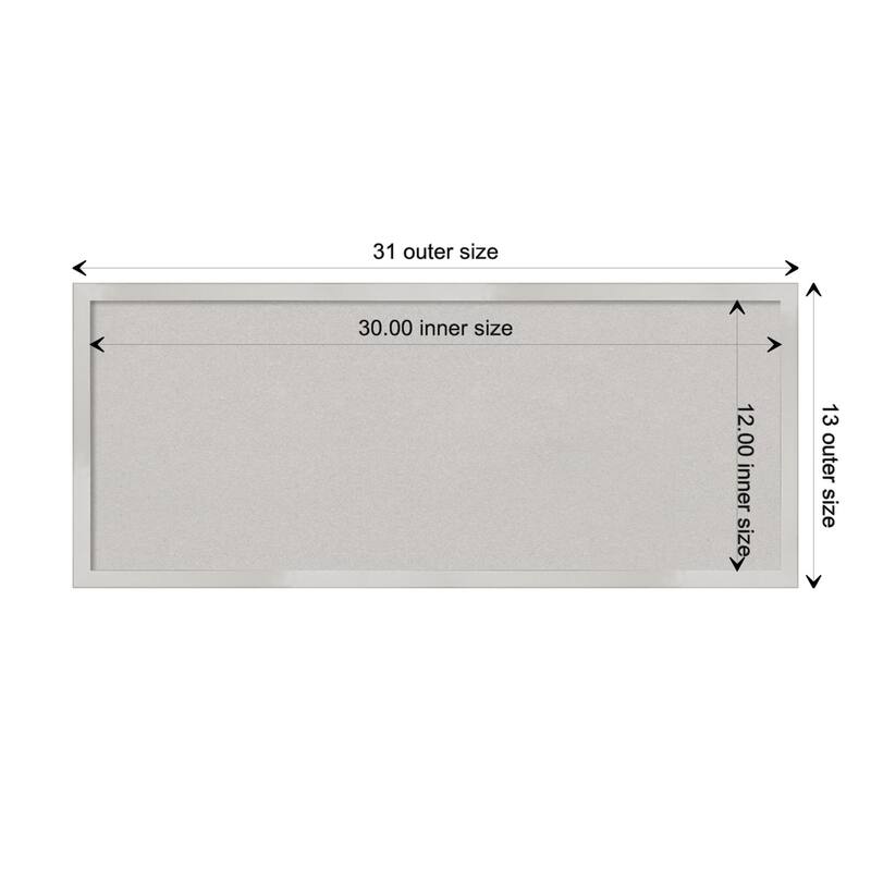 Svelte Wood Framed Grey Corkboard Bulletin Board - Svelte Silver - Board Size 30x12