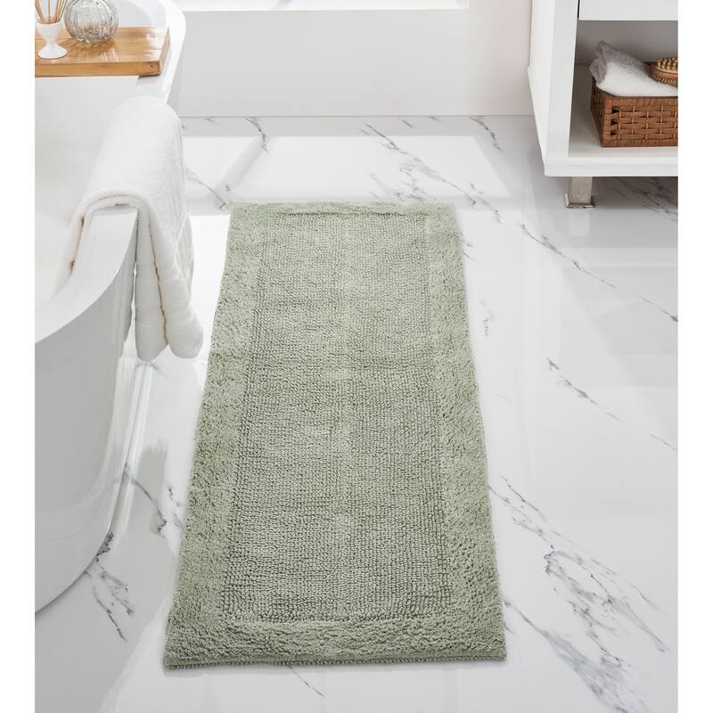 Better Trends Bath Rugs 100% Cotton Soft Water Absorbent Chenille Bathroom Rug for Shower, Sink Mats Edge Collection - 20" x 60" Runner - Sage