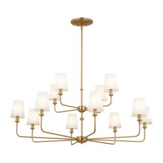 Kichler Lighting Pallas 12-Light Brushed Natural Brass 2-Tier Chandelier - 42.75 in