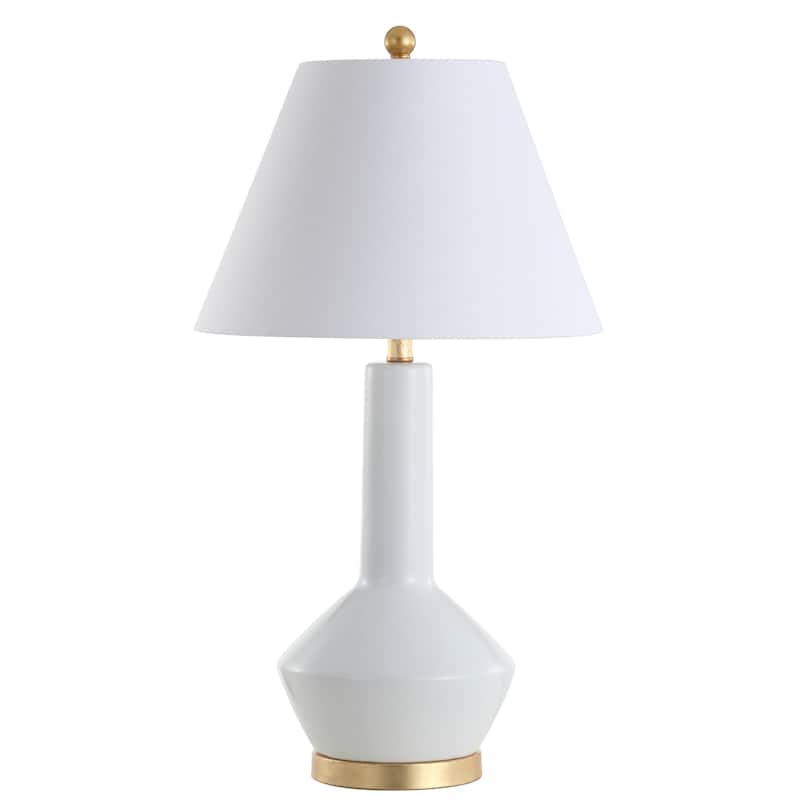 Brussels 29" Ceramic/Metal LED Table Lamp, Navy/Brass by JONATHAN Y
