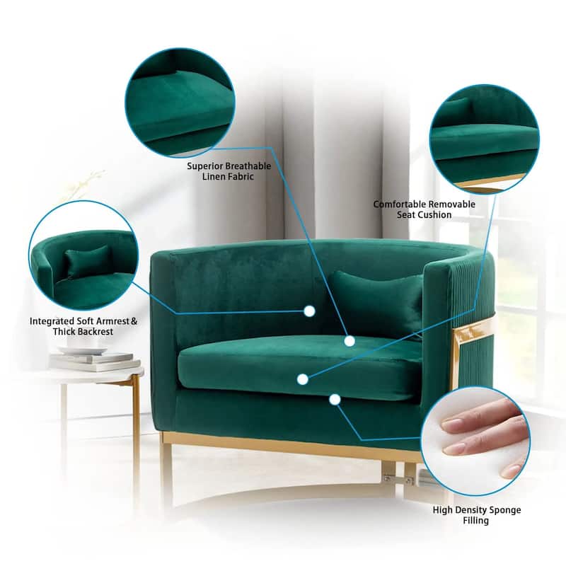 Accent Chair, Velvet Barrel Chair Modern Arm Chair for Living Room
