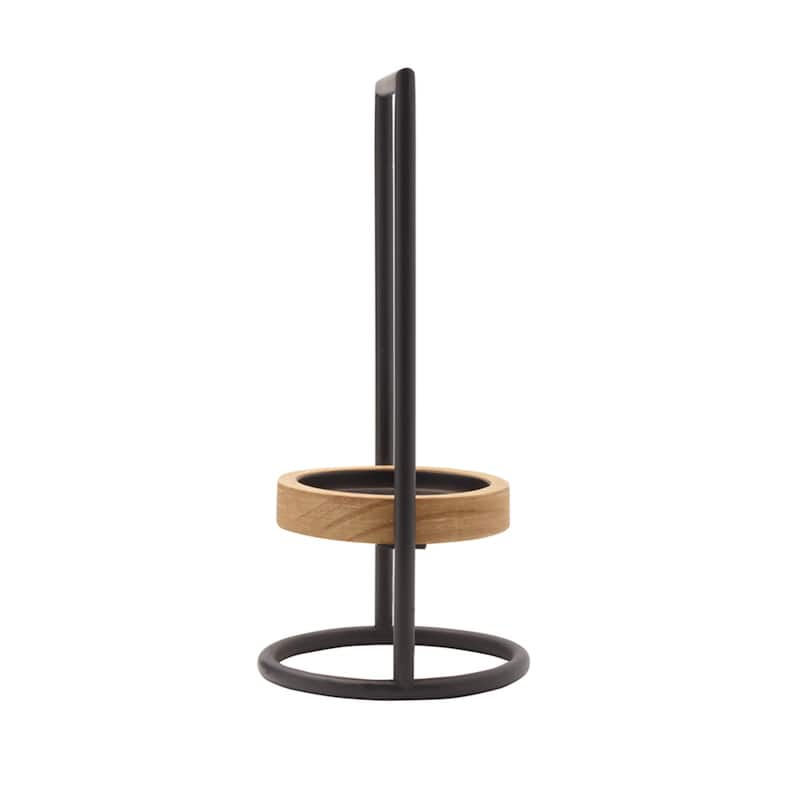 Elements Metal and Wood Tea Light Holder, 12 Inch