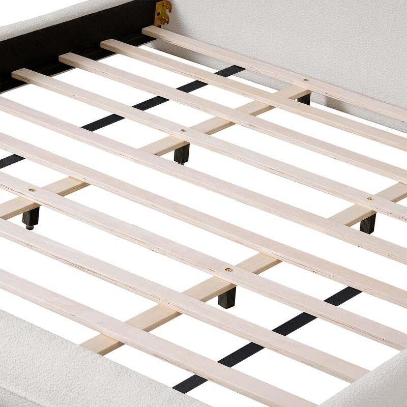 Christopher Knight Home - Williams Boucle Upholstered Bed Frame with Curve-Shaped Headboard