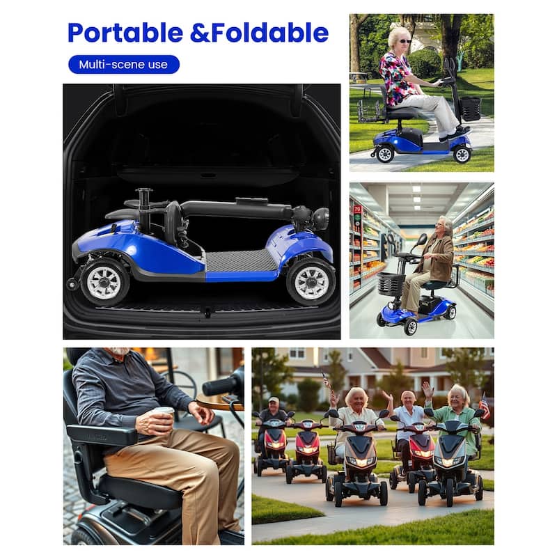 Folding Portable Mobility Scooter，Long-Range Battery Motorized Scooter for Seniors