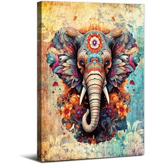 Vintage Elephant Wall Art Abstract African Animal Painting - Bed Bath ...