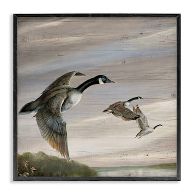 Stupell Flying Geese over Rustic Framed Giclee Art Design By Ruane Manning