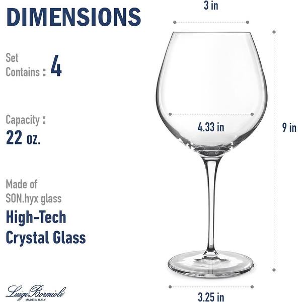 dimension image slide 1 of 2, Luigi Bormioli Crescendo 22.25 oz. All Purpose Wine Stem, Set of 4