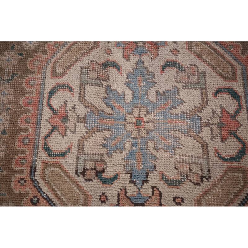 Geometric Pink Tabriz Persian Vintage Area Rug Handmade Wool Carpet - 9'6"x 12'6"