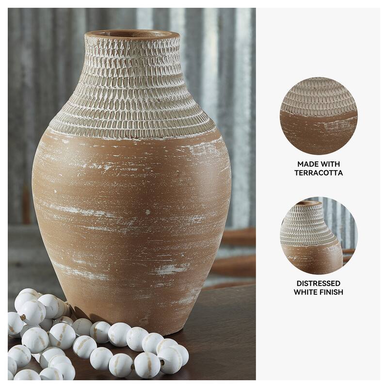 Signature Design by Ashley Reclove Distressed White Vase