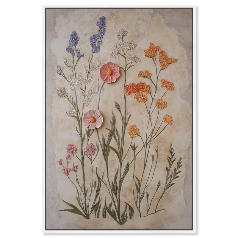 Sculpted Flora Frieze I Canvas by Art Remedy - White - 30" x 45"