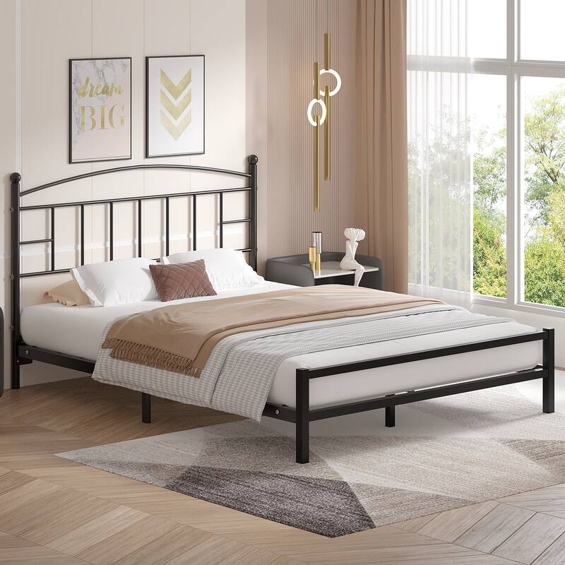 Javlergo Full/Queen/King Size Victorian Style Black Metal Headboard Heavy Duty Steel Curved Headboard Only for Bedroom