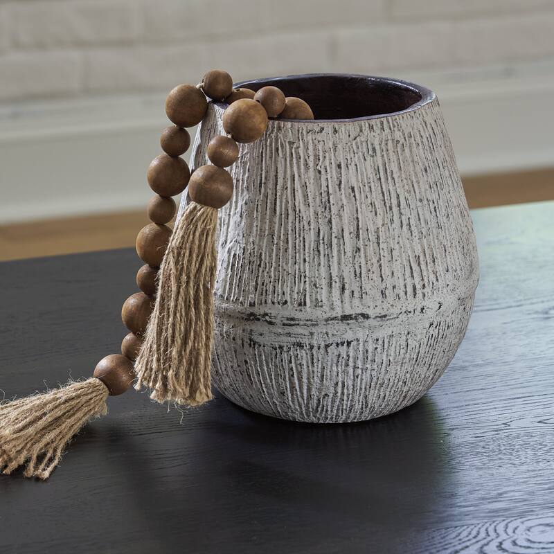Signature Design by Ashley Claymount Distressed Brown Vase - 7.88" W x 7.88" D x 7.88" H