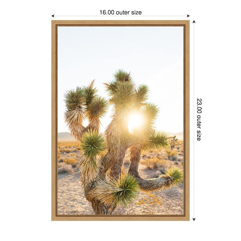 Joshua Tree Sunrise by Bethany Young Framed Canvas Wall Art Print - Sylvie Natural - 16 x 23 in