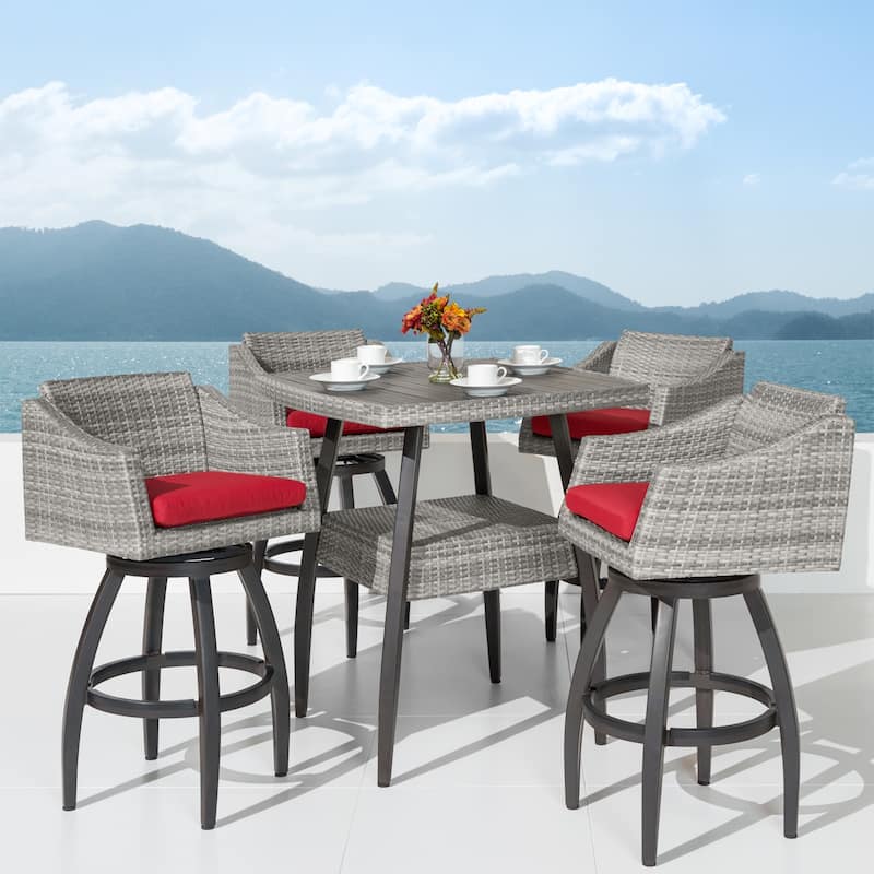 Cannes 5 Piece Sunbrella Outdoor Patio Barstool Set