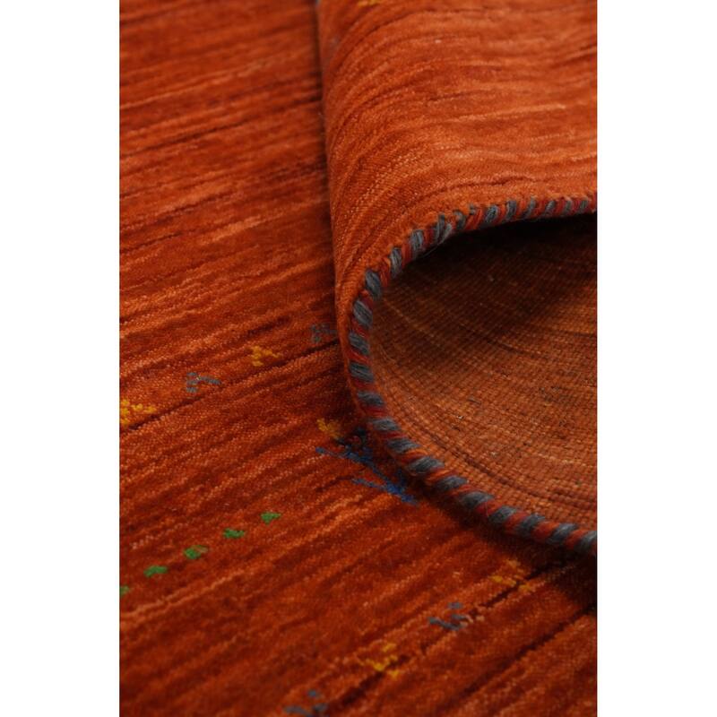 Hand Knotted Oriental 100% Wool Carpet Tribal Animal Pictorial Oranges & Rust Gabbeh Area Rug - 9' 7'' X 7' 9''
