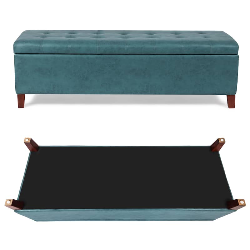 Adeco 50" Bonded Leather Storage Ottoman Bench