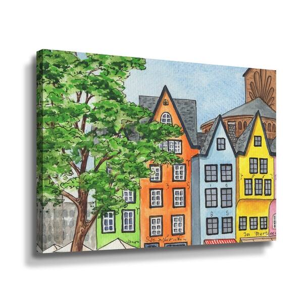 slide 2 of 3, Koln Colorful Buildings Cologne Germany by Irina Sztukowski Gallery Wrapped Canvas
