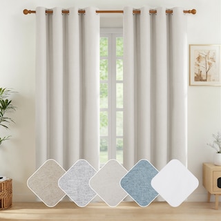 Deconovo Linen Blackout Curtains Grommet Drapes for Living Room 2 Panels