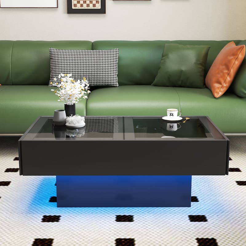 Extendable Coffee Table with Sliding Top & Hidden Storage – Modern Living Room Centerpiece‌ - Black