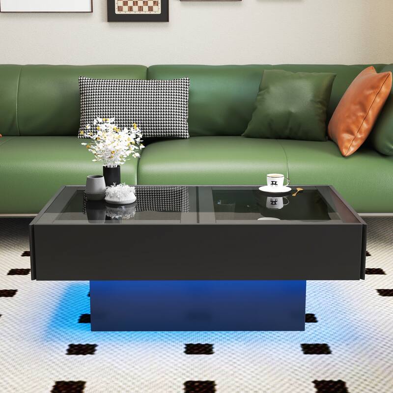 GDF Studio - Belle Modern Coffee Table with Sliding Tabletop and Hidden Storage Compartment