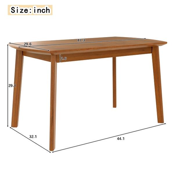 47 Inch Mid Century Modern Solid Wood Rectangular Dining Table for 4 ...