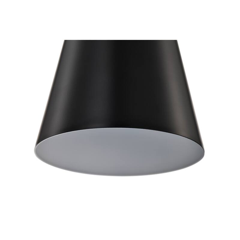 1-Light Matte Black and Brushed Nickel 6 in. Mini Pendant Light with Cone Metal Shade