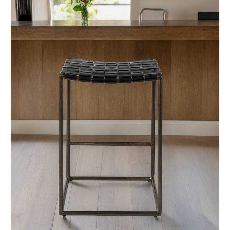Modern Space-Saving Bar Chair Backless Design with Metal Legs and Footrest for Kitchen Dining