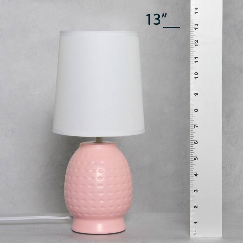 Petite Dimpled Ceramic Table Lamp with Tapered Shade - 12.5" - Pink
