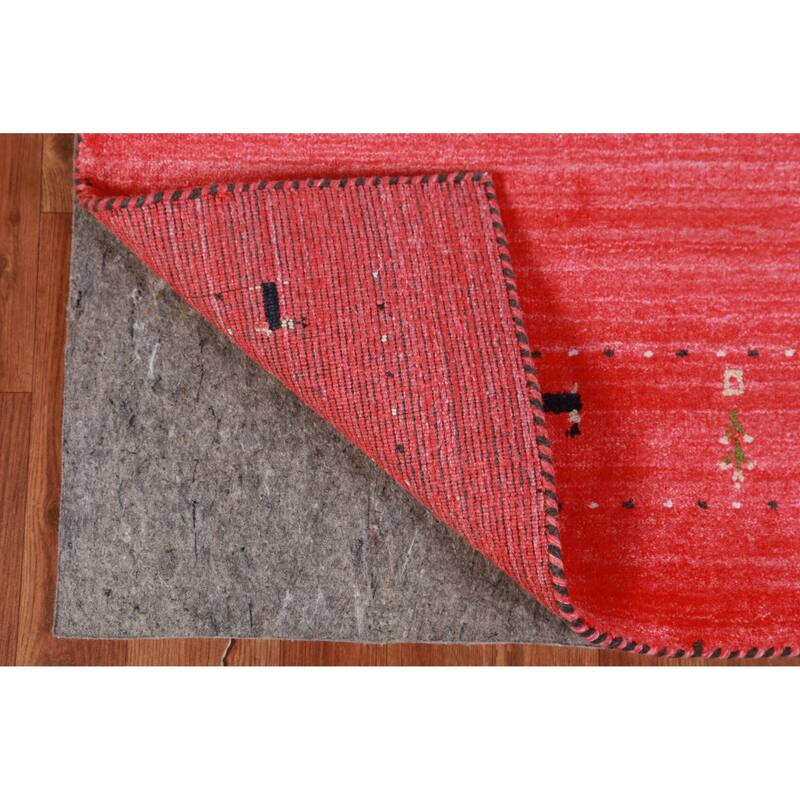 Hand Knotted Oriental 100% Wool Carpet Tribal Animal Pictorial Red Gabbeh Runner Rug - 10' 0'' X 2' 7''