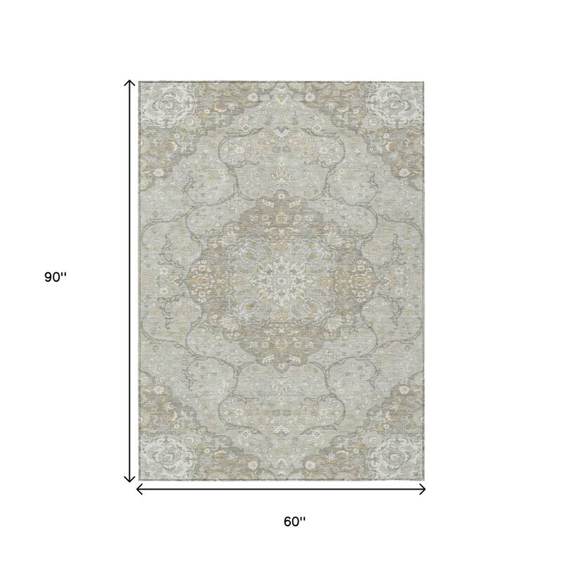 HomeRoots Medallion Traditional Rectangle Outdoor Rug