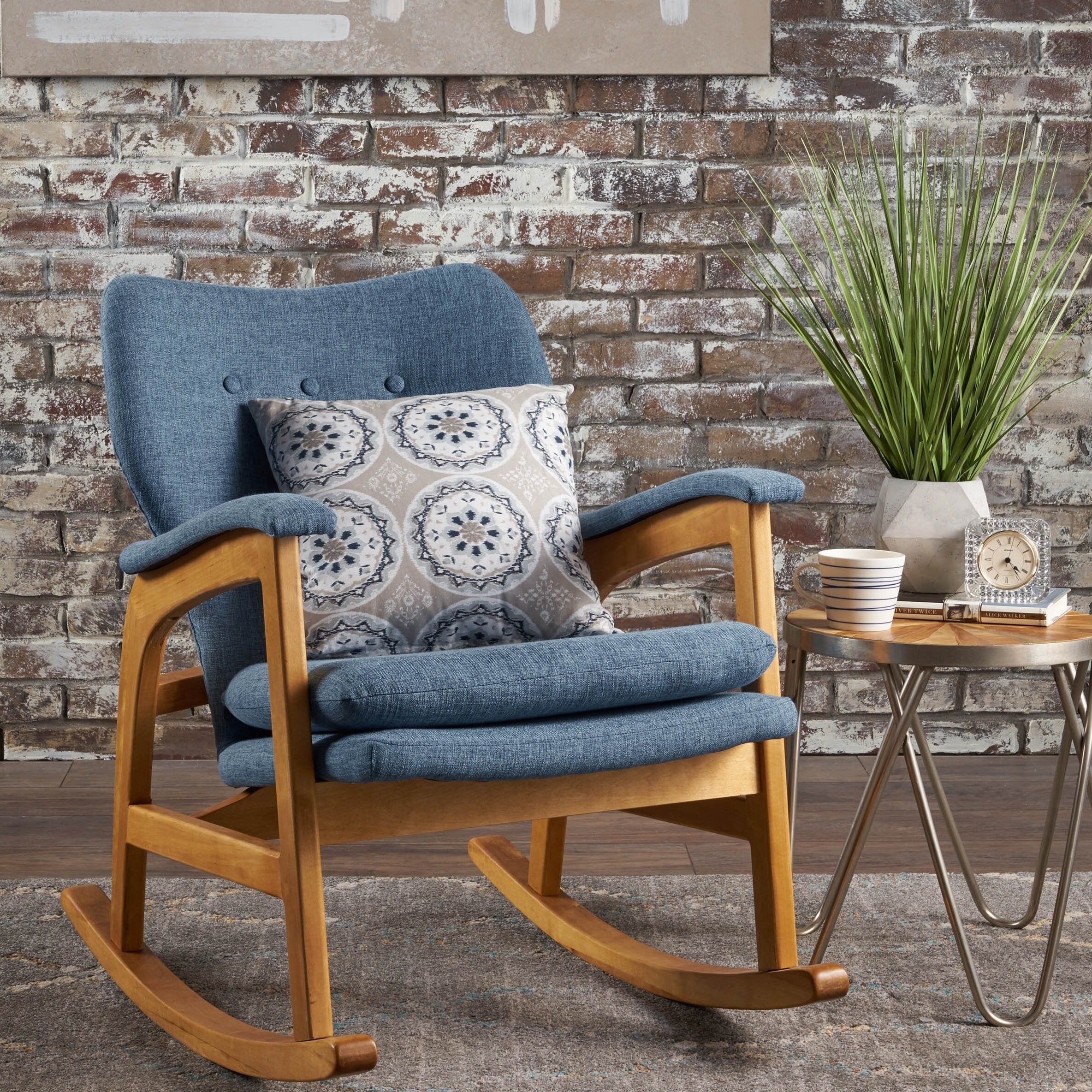 Braant Mid Century Fabric Rocking Chair by Christopher Knight Home