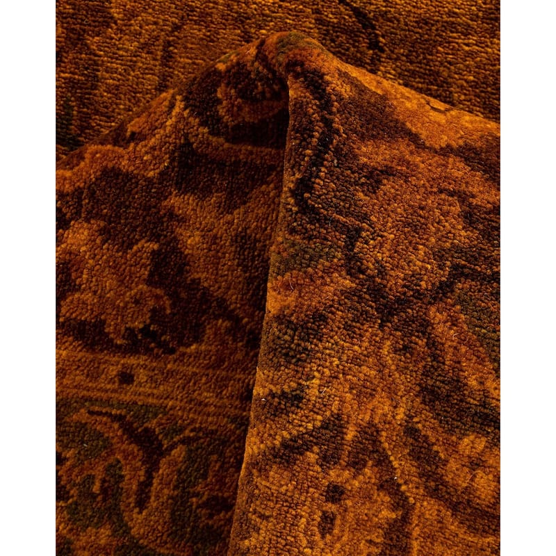 Overdyed, One-of-a-Kind Hand-Knotted Area Rug - Brown - 2' 7" x 15' 10"