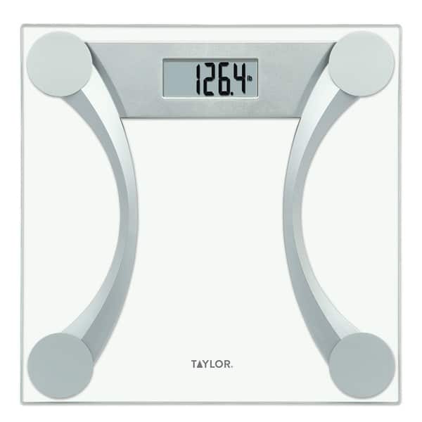 Taylor Clear Glass Digital Bathroom Scale with Metallic Accents - Bed ...