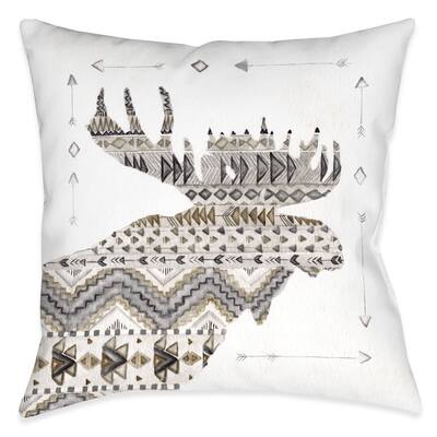 Winter Lodge Moose Outdoor Pillow