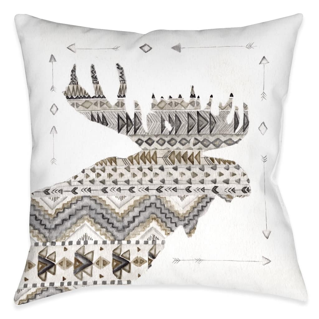 Winter Lodge Moose Outdoor Pillow