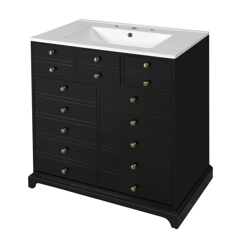 Bathroom Vanity with Ceramic Sink Combo Freestanding Vanity Set