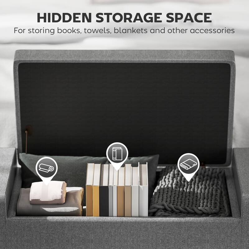 HOMCOM Ottoman Bench Tufted Storage Chest with Flipping Top, 36.25"W x 15.75"D x 15.75"H