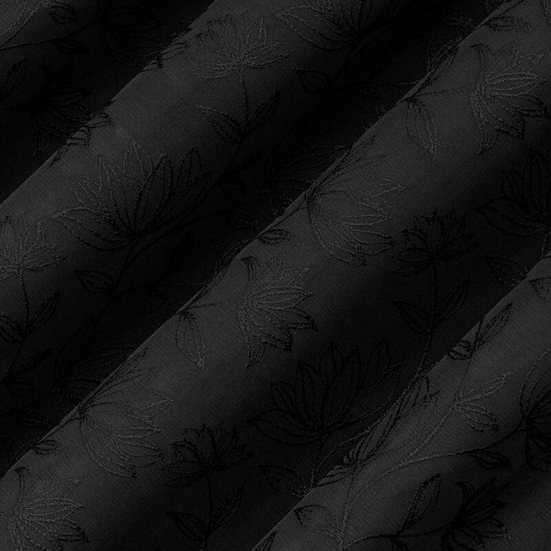 Sun Zero Bronte Floral Jacquard Total Blackout Rod Pocket 1-Piece Curtain Panel, Single Panel