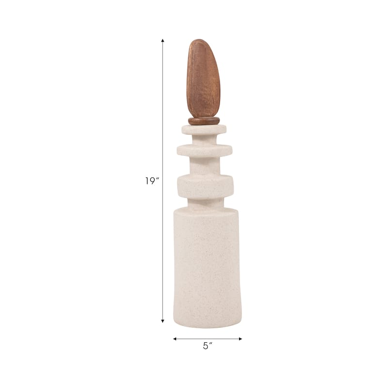 Sagebrook Home Unique Stacked Stone-Inspired Sculpture, Chic Earth Tone, Medium Size - 5" x 5" x 19"