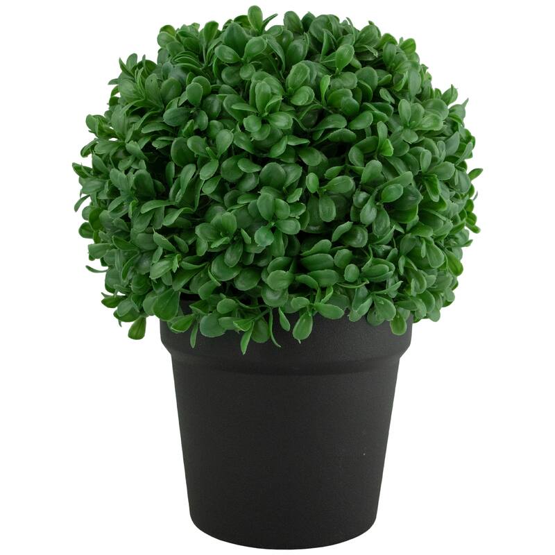 9.5" Artificial Boxwood Ball Topiary in Round Pot Unlit