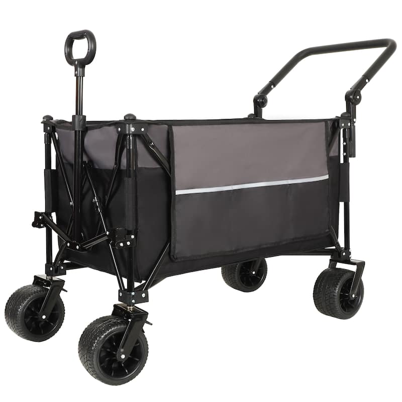 Multi-Functional Push-Pull Folding Wagon Cart With Rotating Handle & 360°All-Terrain Wheels-Heavy-Duty,Adjustable Design