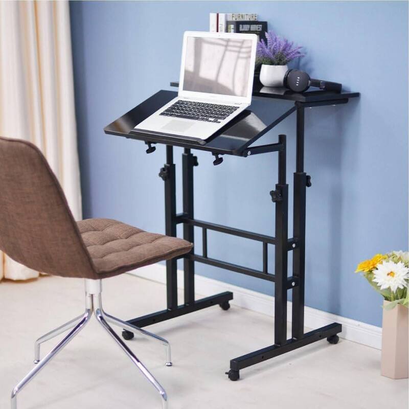 Height Adjustable Standing Mobile Computer Desk with 4 casters