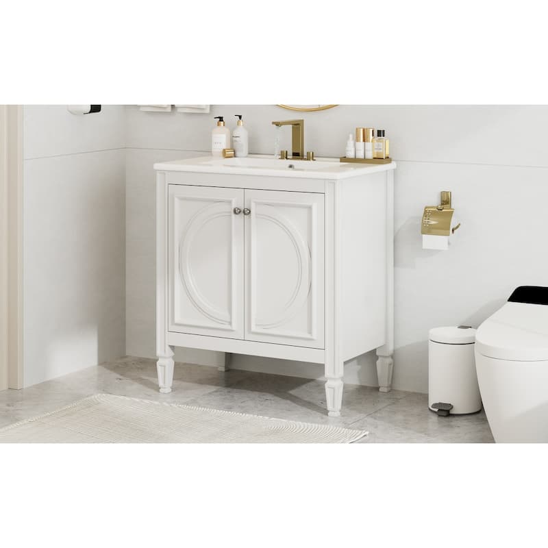 Bathroom Vanity with Sink, Storage Cabinet with Adjustable Shelves, Vanity Set with Soft Close Door and Drawer