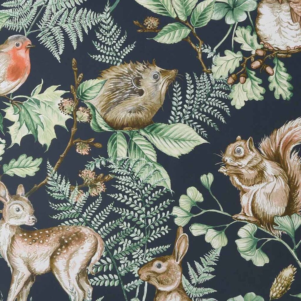 Shop Woodland Animals Navy Wallpaper Overstock 31601456
