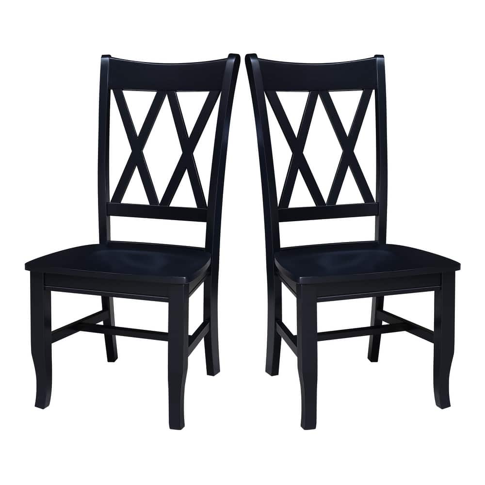 Double X-Back Solid Wood Chairs - Set of 2