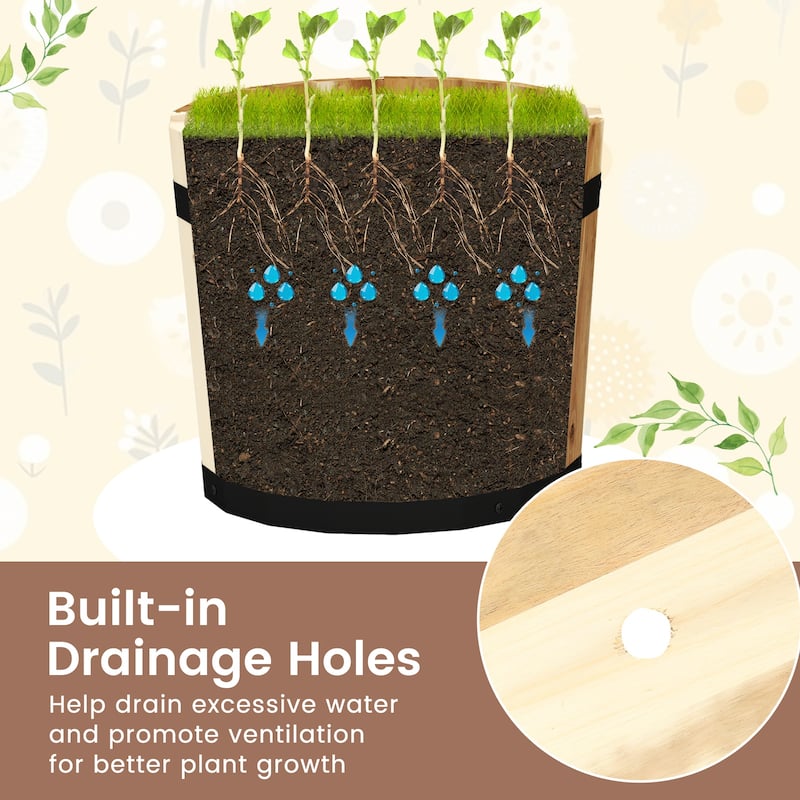 Gymax Outdoor Wooden Planter Box Set of 3 w/ Drainage Holes for Flower