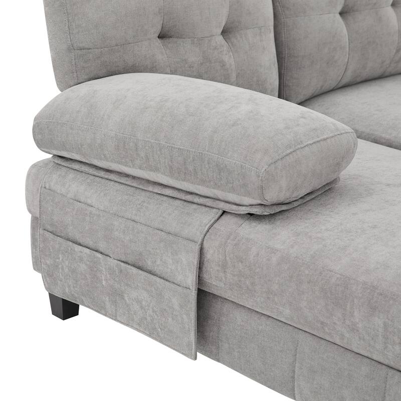 103.5" Chenille U-Shaped Sectional Sofa with Dual Chaise Lounges and Storage Pockets